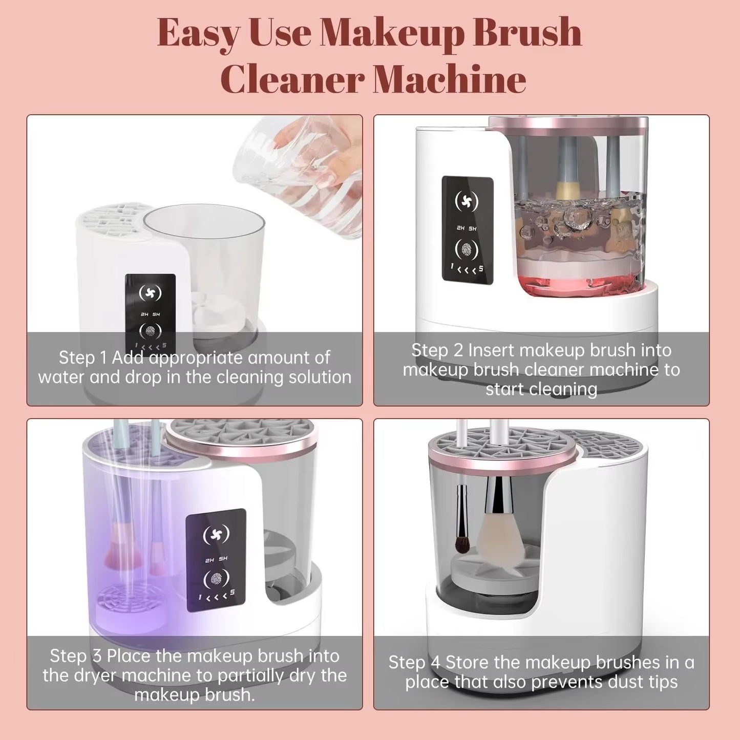 3-in-1 Electric Makeup Brush Cleaner, Dryer & Holder – Deep Clean & Quick Dry for Perfect Brushes!