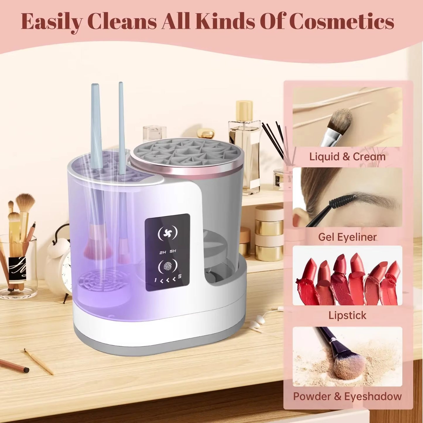 3-in-1 Electric Makeup Brush Cleaner, Dryer & Holder – Deep Clean & Quick Dry for Perfect Brushes!