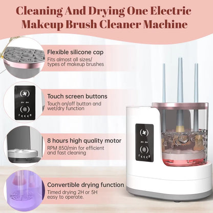 3-in-1 Electric Makeup Brush Cleaner, Dryer & Holder – Deep Clean & Quick Dry for Perfect Brushes!